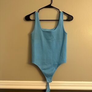 Women’s Light Blue Tank Top Thong Bodysuit: L